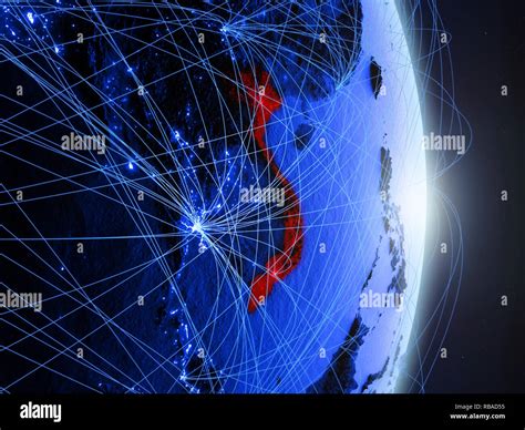 Vietnam on blue digital planet Earth with network. Concept of connectivity, travel and ... - Visit and Communication