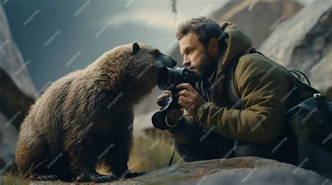 A photo of a wildlife enthusiast capturing images of animals in their natural habitat | Premium ...