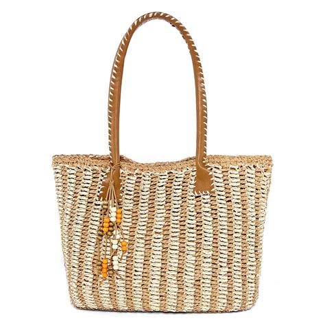 Straw Studios bags. Floerns Women's Striped Straw Beach Shoulder Tote ...