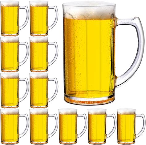 Amazon.com | Domensi 12 Pcs 12 oz Small Plastic Beer Mugs with Handles ...