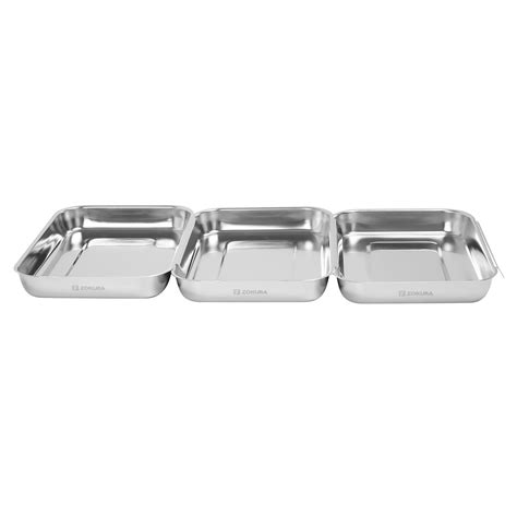 3-piece breading dish set, stainless steel, 15 x 22 x 3 cm - Zokura ...