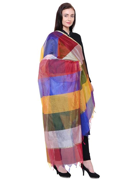 Buy Saundarya Women's Chanderi Silk Dupatta (SY-BZD-82-MC_Multicolored ...