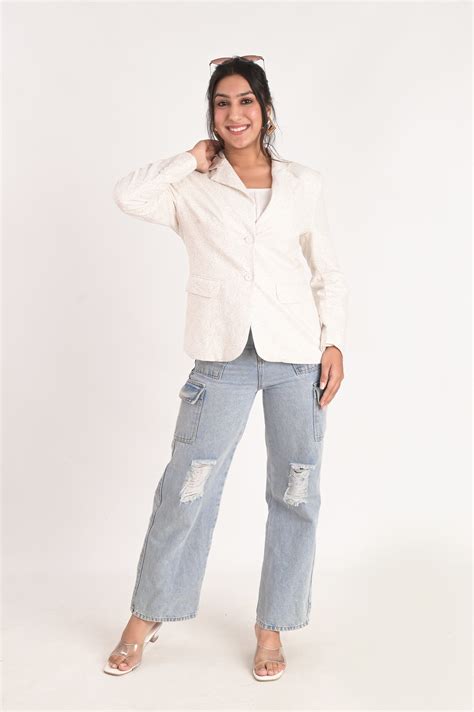 Paisley Whisper Off-White Blazer – KIZI Apparels