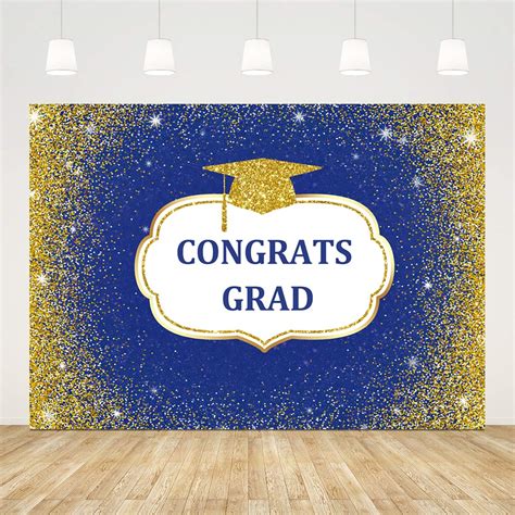 Buy Ticuenicoa 7x5ft 2022 Congrats Grad Backdrop Bokeh Gold and Blue ...
