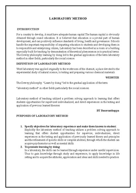 Laboratory Method - BBN - LABORATORY METHOD INTRODUCTION For a country ...