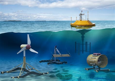 Various tidal energy converters in the sea