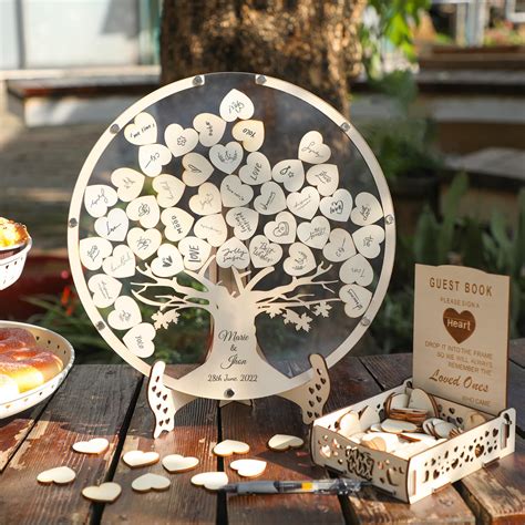 Fonder Mols Love Tree Wedding Guest Book Alternative with Pen, Rustic ...