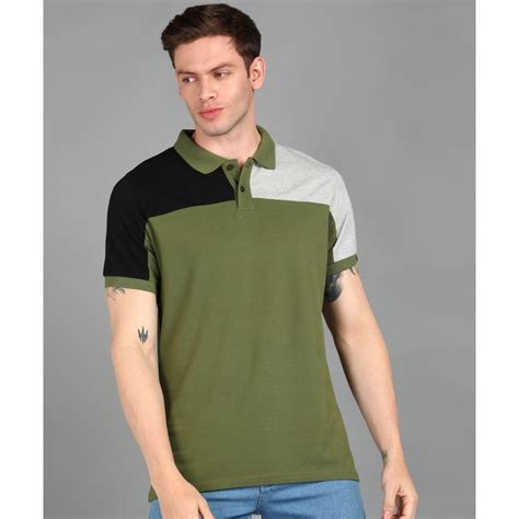 Buy Urbano Fashion Men Olive Solid Slim Fit Cotton Polo T-Shirt Online