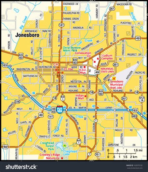 Jonesboro Arkansas Area Map Stock Vector (Royalty Free) 163970192 ...