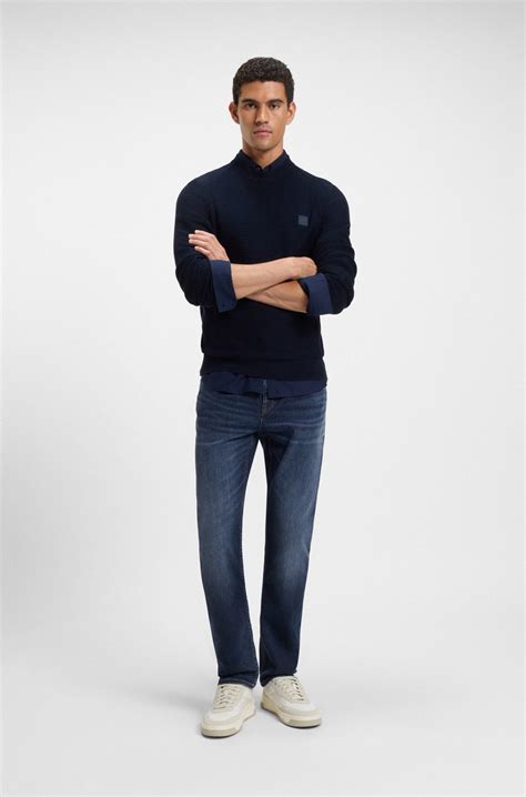 BOSS - Delaware slim-fit jeans in blue soft-motion denim - Dark Blue