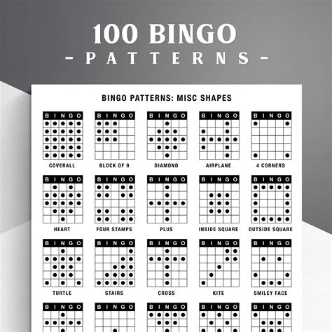 100 Bingo Patterns, Letters, Numbers, Shapes (PDF Download) - Etsy ...