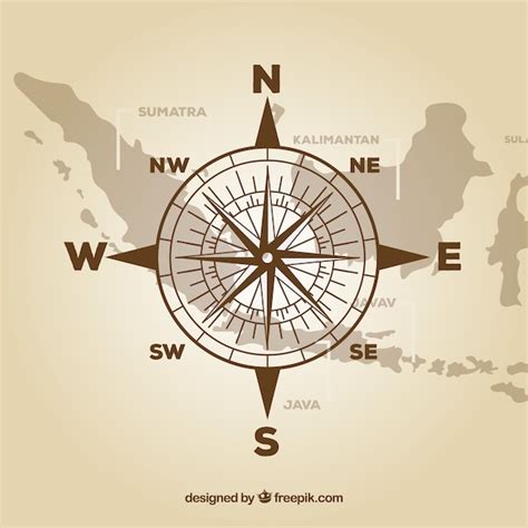 Flat map compass background | Free Vector