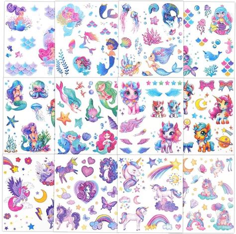 maycreate Glitter Temporary Tattoos for Girls Sparkling Body Art Kit ...