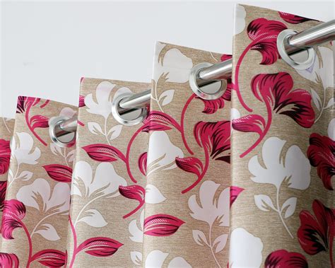 Buy Exporthub 2 Pieces Fancy Design Pink Floral Leaf Polyester Eyelet ...