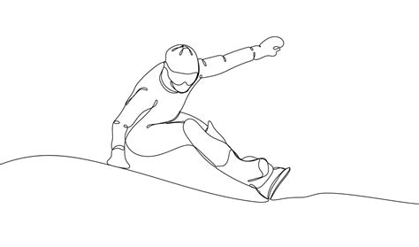 Continuous one line drawing of snowboard athlete1 23117442 Vector Art ...