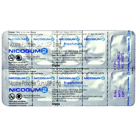 Nicogum 2 mg Freshmint Sugar Free Nicotine Gum | Uses, Side Effects ...