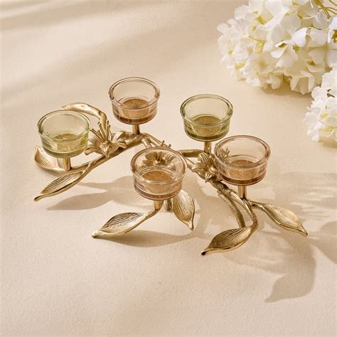 Buy Amara Ava Glass and Aluminium Multi T-Light Holder from Home Centre ...