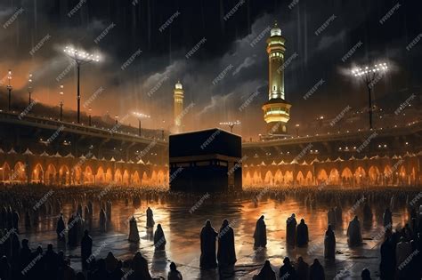 Premium AI Image | Illustration of Masjidil Haram Mosque in Makkah city ...