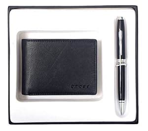 Cross Coventry Black Lacquer Ballpoint Pen with Cross Wallet : Amazon ...