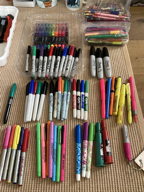 How many markers does one person seriously need?! (bags of pens & pencils to go on upper right ...