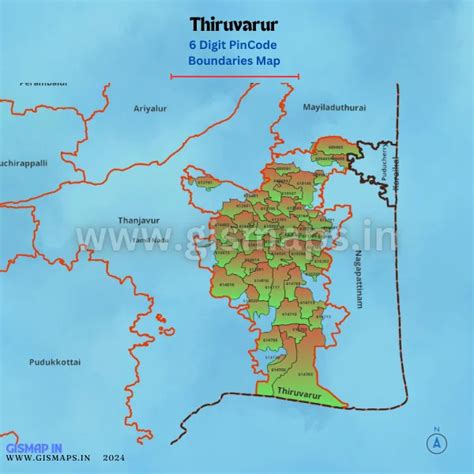 Thiruvarur PincodeBoundaries Map (Tamilnadu)