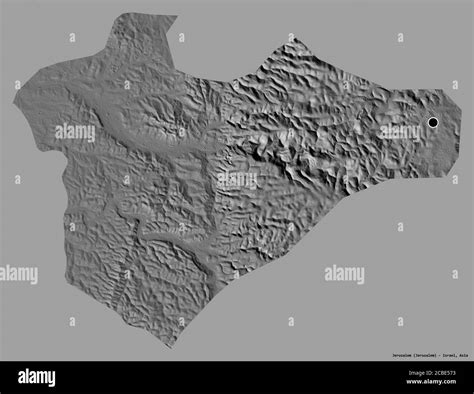 Shape of Jerusalem, district of Israel, with its capital isolated on a solid color background ...