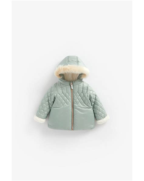 Buy Girls Full sleeves Quilted jacket with hood - Aqua Online at Best ...