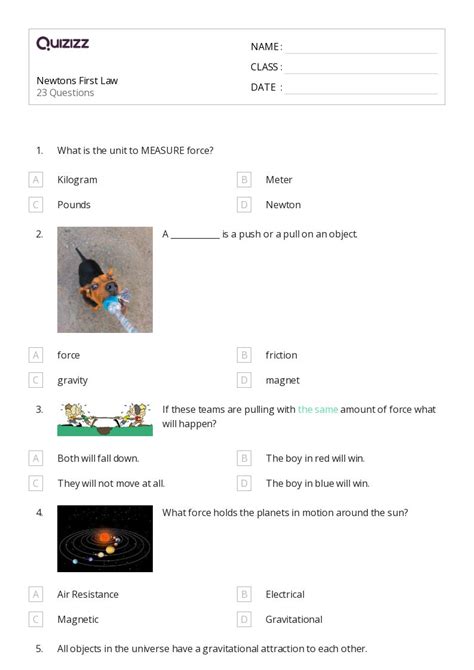 50+ newtons first law mass and inertia worksheets for 10th Class on ...
