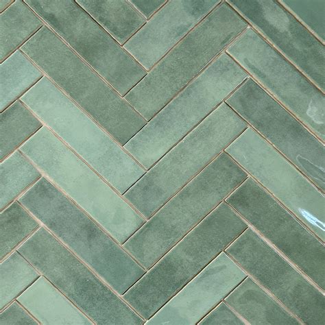 Flandes Green Gloss Ceramic Wall Tiles - 7.5x30cm | Green tile, Ceramic ...