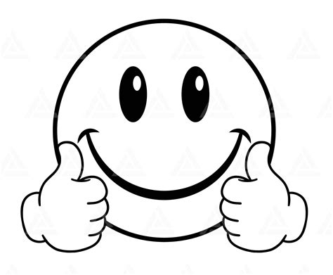 Happy Face Svg, Thumbs up Svg, Happy Face Clipart, Retro Happy Face PNG ...