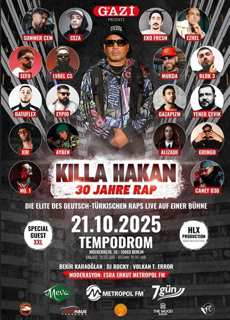 Killa Hakan - 30 Jahre Rap, Tempodrom Berlin, Munich, 21 October 2025 ...