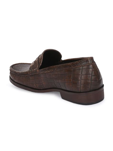 CARLO ROMANO BROWN COLOR CROCODILE PRINTED LEATHER MOCCASIN SHOES FOR ...