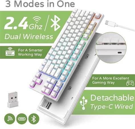 Buy RK ROYAL KLUDGE RK87 Tenkeyless Mechanical Keyboard 80%, 2.4G/BT5.0 ...