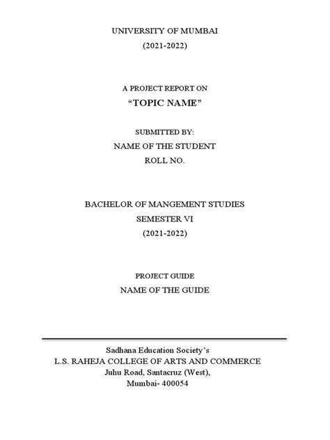 Image result for Project File Page Format