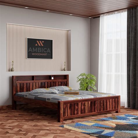 AMBICA WOODMART Sheesham Wood Bed Without Storage Solid Wooden Cot Bed ...