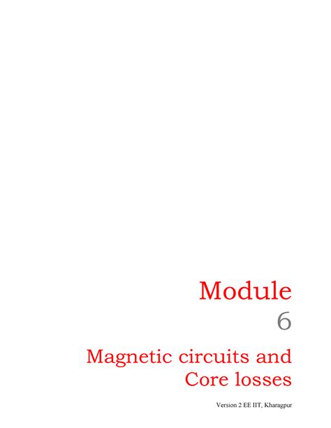 IIT KGP magnetic circuits - Module 6 Magnetic circuits and Core losses ...