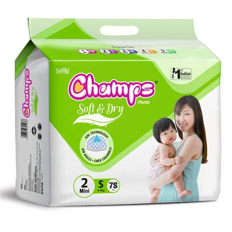 Champs Soft & Dry Baby Diaper Pants, Small 78 Pants, 4-8 Kg, Long-last ...