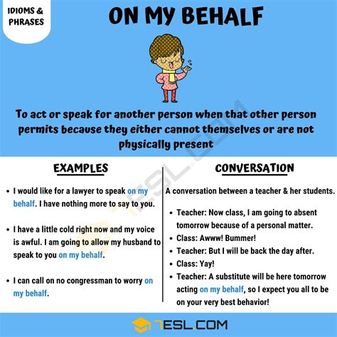 "On My Behalf" Meaning, Origin and Examples • 7ESL