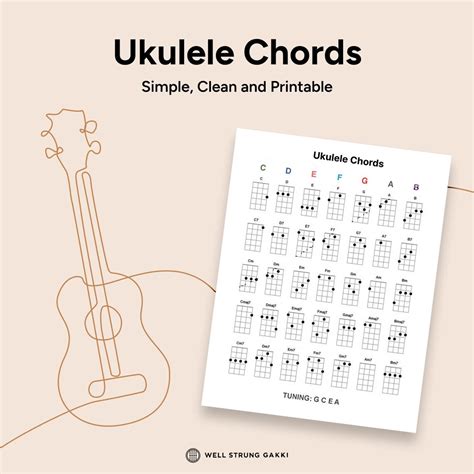 UKULELE Chord Chart | Simple and Clean Printable Basic Beginner Ukulele ...