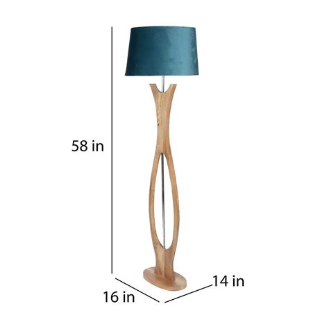 Mango Wood Floor Lamp Grey Velvet Shade Floor Lamp With - Etsy