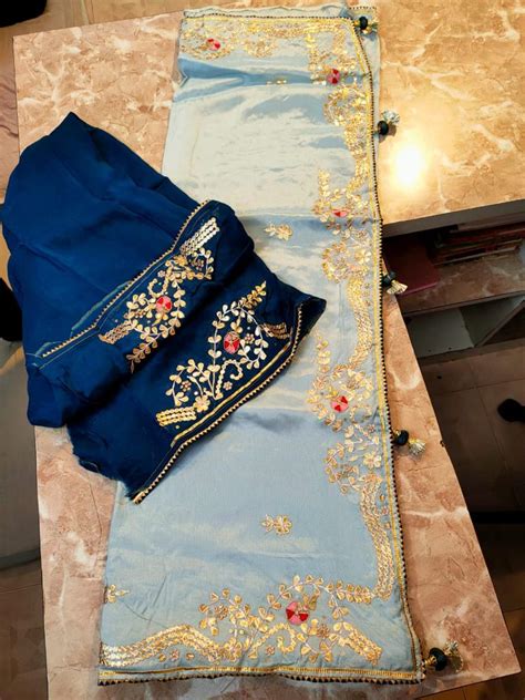 Pure Uppada Silk Gotta Patti work Saree With Blouse.(6.3metr) – fab-persona