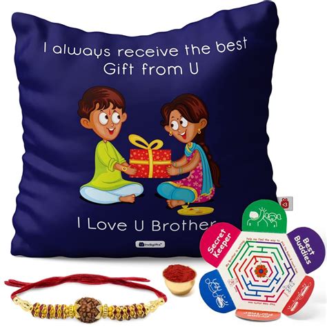 Buy Indigifts Love You Bhaiya Quote Printed Cushion Cover 12"X12" With ...