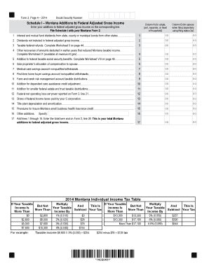 Fillable Online revenue mt Schedule I Montana Additions to Federal ...