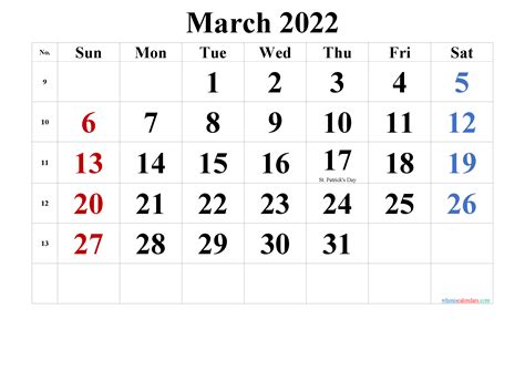Free Printable March 2022 Calendar | PDF and PNG