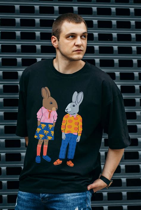 Bunny Black Oversized T-shirt – Lazy Hippos