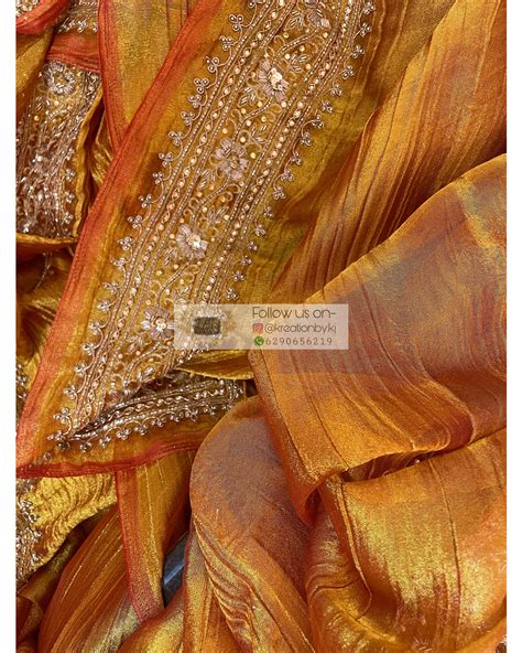 Fiery Gold Zari Tissue Zarina Saree – kreationbykj