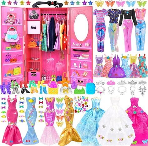 Buy 108pc Doll Dream Closet Wardrobe Doll Clothes and Accessories for ...