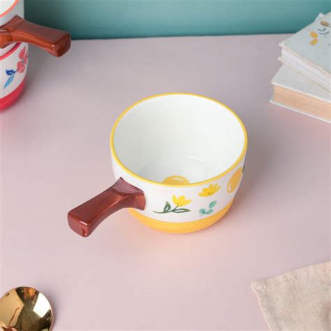 Bloom Yellow Ceramic Pot With Handle Online - Premium Bowl with Handle ...