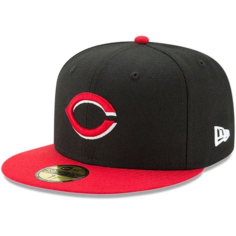Men's New Era Black/Red Cincinnati Reds Road Authentic Collection On ...