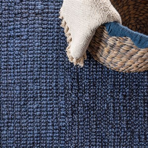 JONATHAN Y NATURAL FIBER Pata Fringe 9 X 12 (ft) Jute Navy Indoor Solid ...